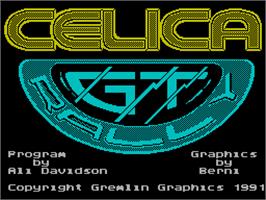 Title screen of Toyota Celica GT Rally on the Sinclair ZX Spectrum.