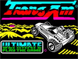 Title screen of Tranz Am on the Sinclair ZX Spectrum.