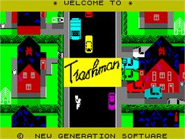 Title screen of Trashman on the Sinclair ZX Spectrum.