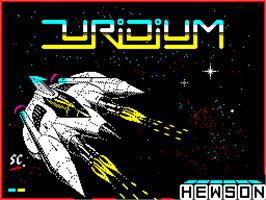 Title screen of Uridium on the Sinclair ZX Spectrum.
