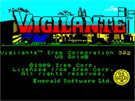 Title screen of Vigilante on the Sinclair ZX Spectrum.