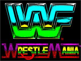 Title screen of WWF Wrestlemania on the Sinclair ZX Spectrum.