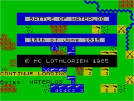 Title screen of Waterloo on the Sinclair ZX Spectrum.