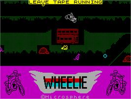 Title screen of Wheelie on the Sinclair ZX Spectrum.