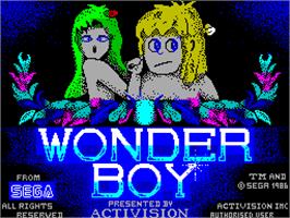 Title screen of Wonder Boy on the Sinclair ZX Spectrum.