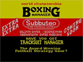 Title screen of World Championship Boxing Manager on the Sinclair ZX Spectrum.