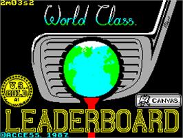Title screen of World Class Leader Board on the Sinclair ZX Spectrum.