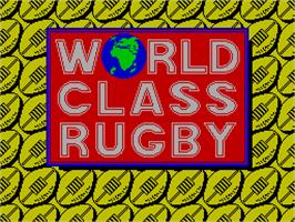 Title screen of World Class Rugby on the Sinclair ZX Spectrum.