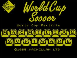 Title screen of World Class Soccer on the Sinclair ZX Spectrum.