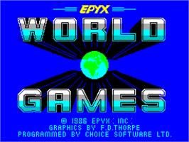 Title screen of World Games on the Sinclair ZX Spectrum.