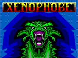 Title screen of Xenophobe on the Sinclair ZX Spectrum.