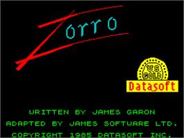 Title screen of Zorro on the Sinclair ZX Spectrum.
