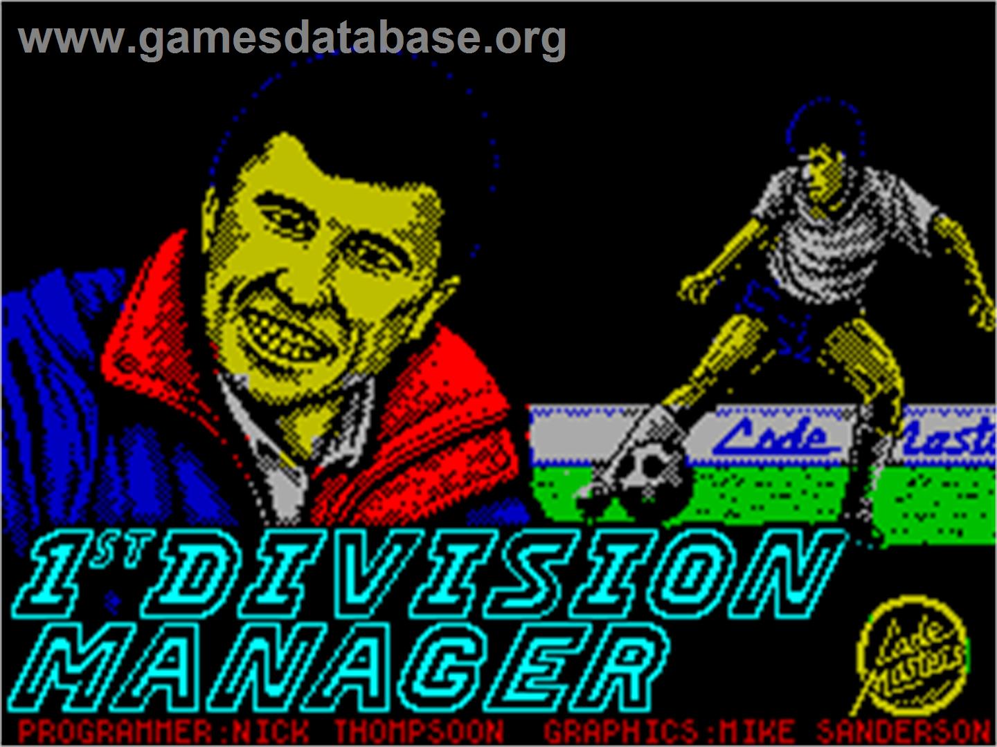 1st Division Manager - Sinclair ZX Spectrum - Artwork - Title Screen