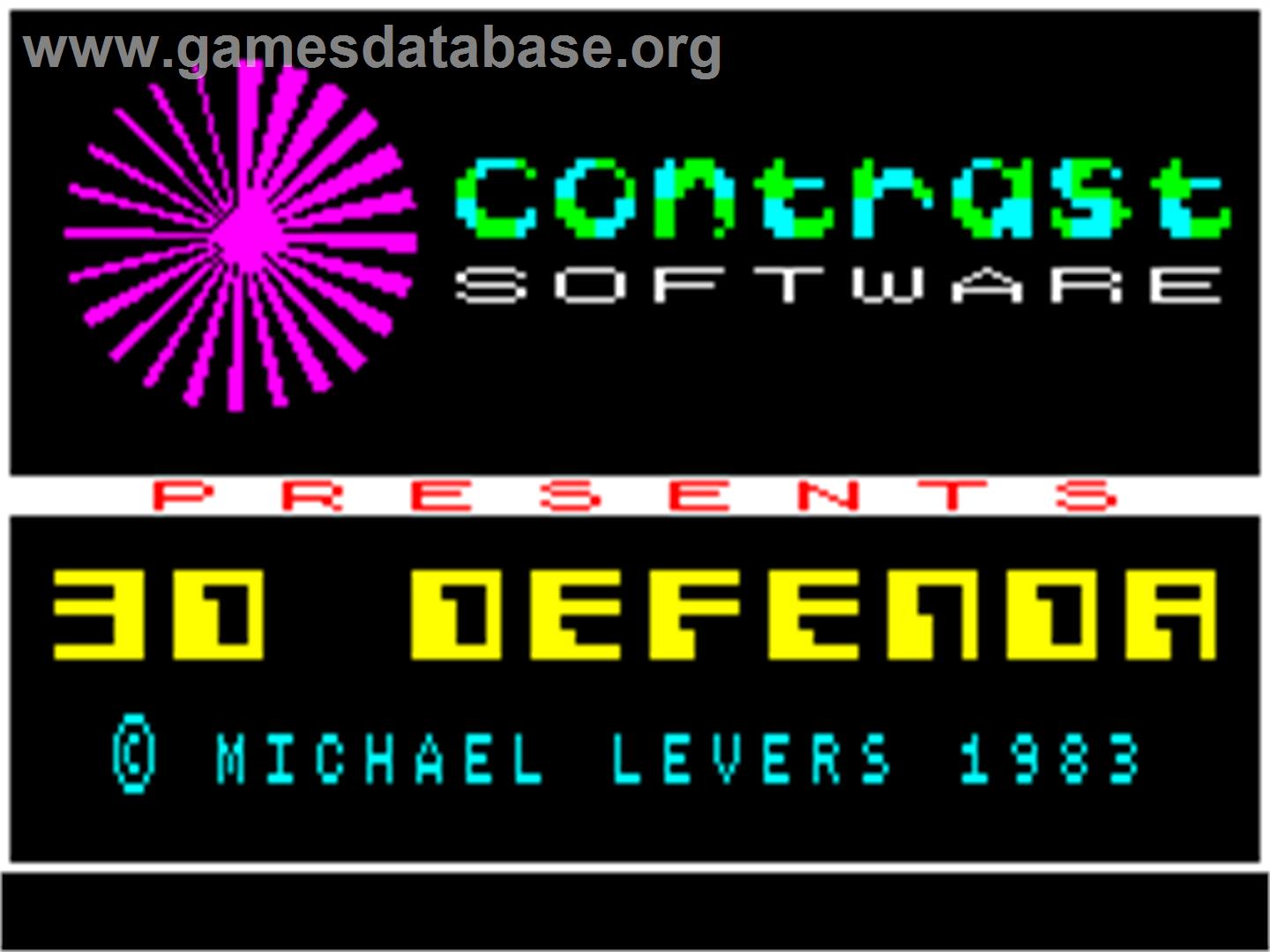 3D Defenda - Sinclair ZX Spectrum - Artwork - Title Screen
