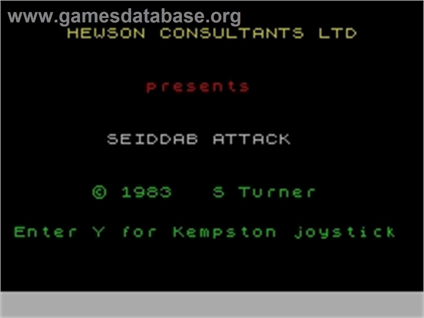 3D Seiddab Attack - Sinclair ZX Spectrum - Artwork - Title Screen