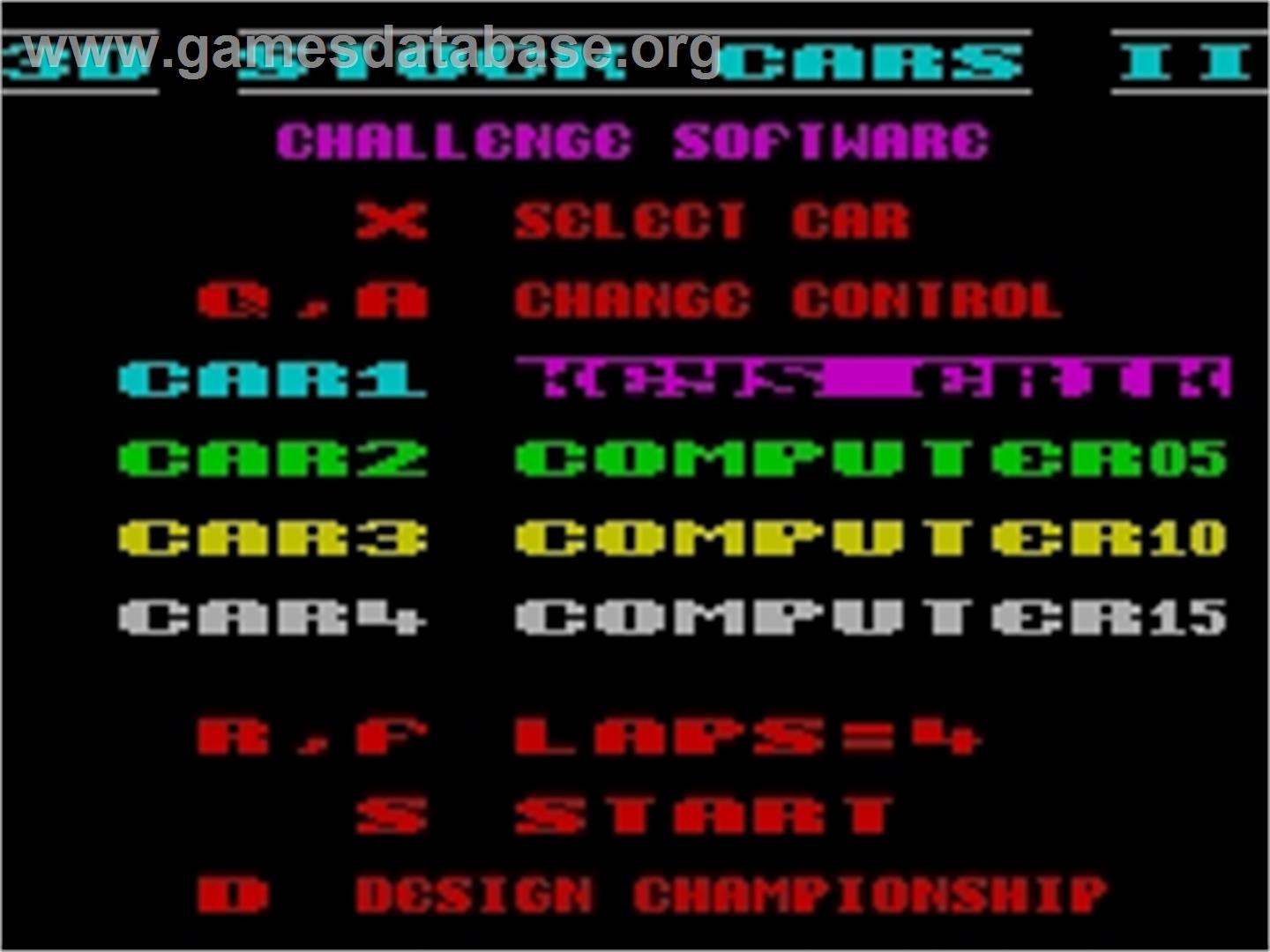 3D Stock Cars II - Sinclair ZX Spectrum - Artwork - Title Screen
