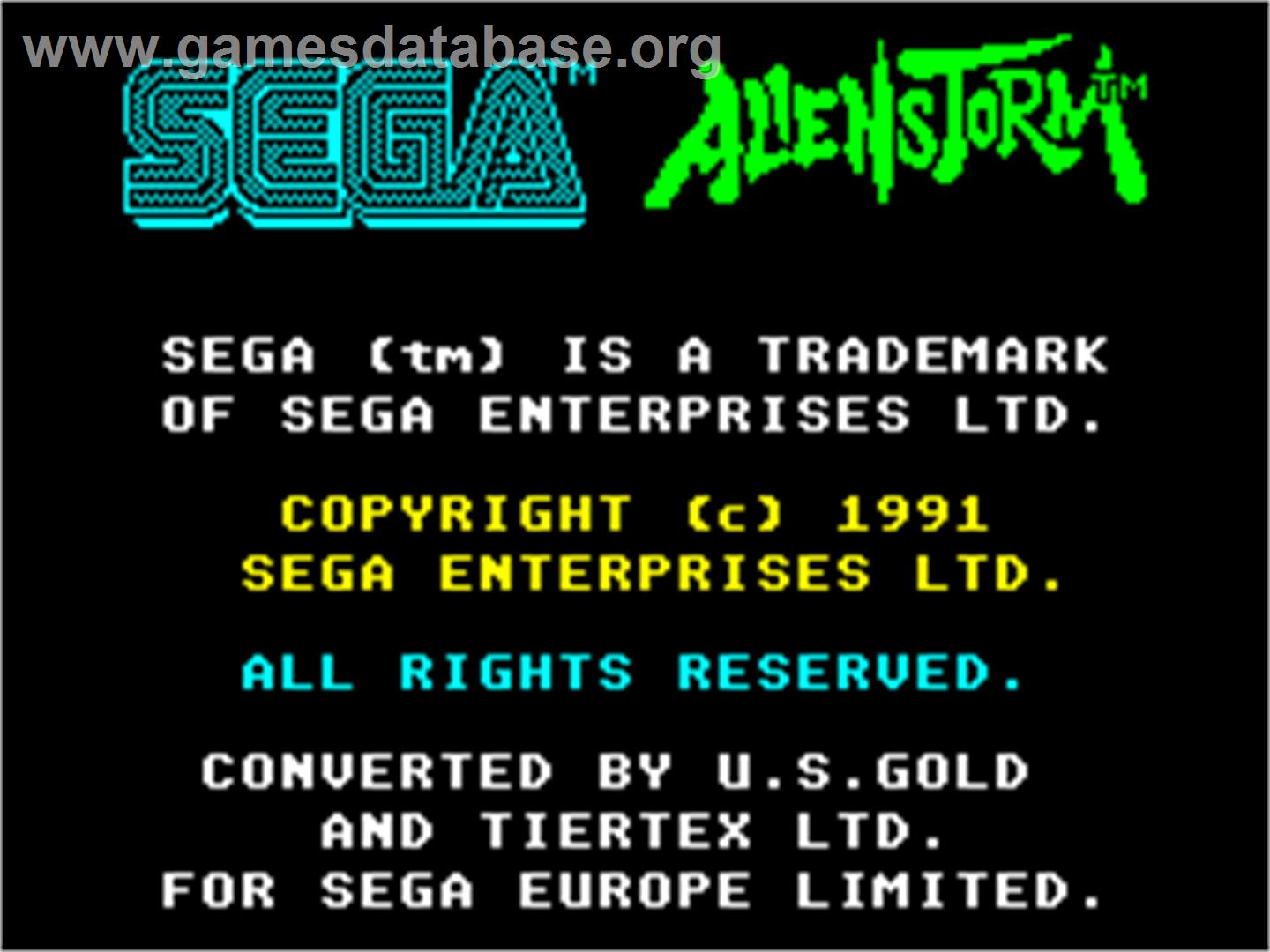 Alien Storm - Sinclair ZX Spectrum - Artwork - Title Screen