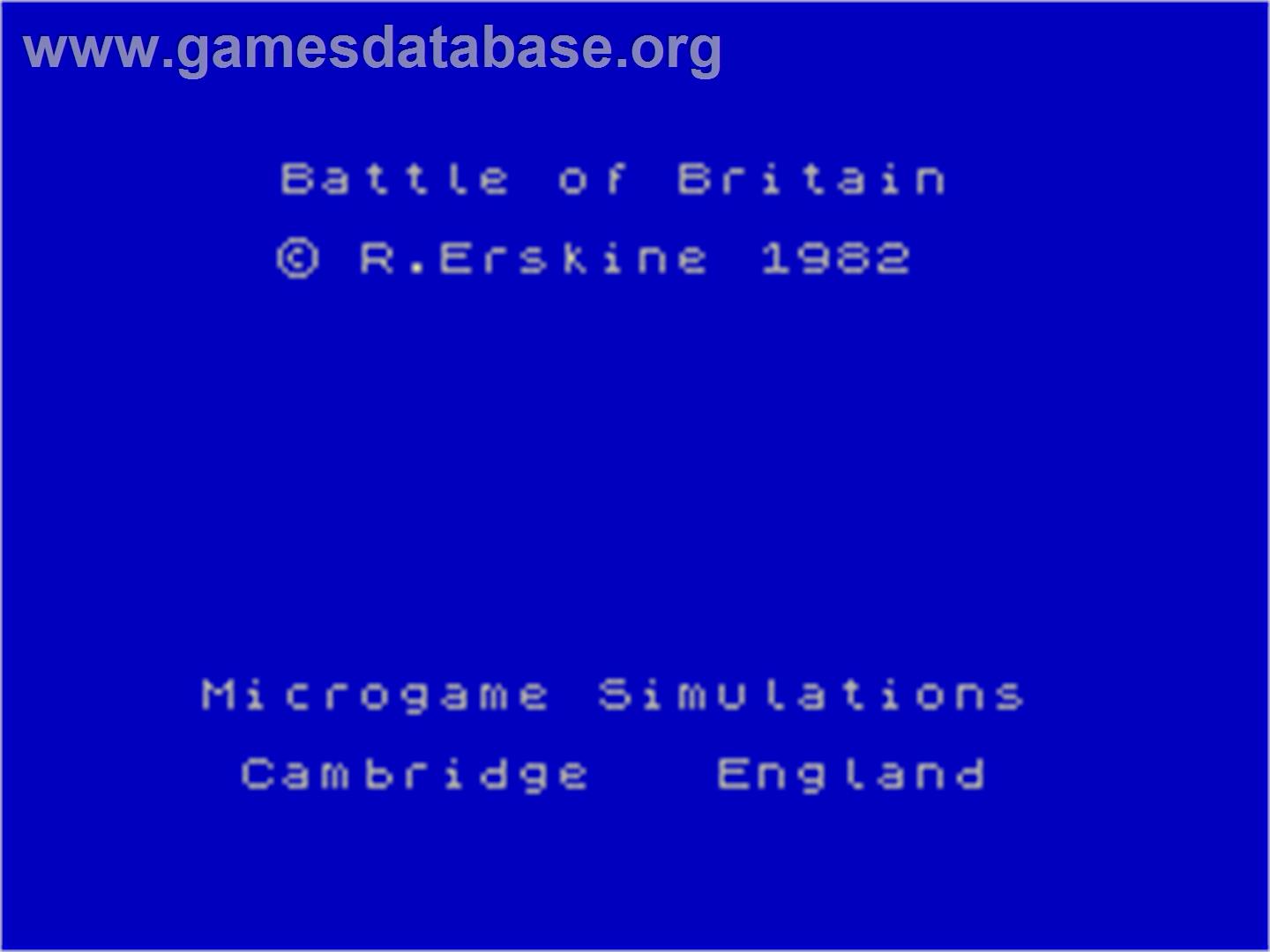 Battle of Britain - Sinclair ZX Spectrum - Artwork - Title Screen