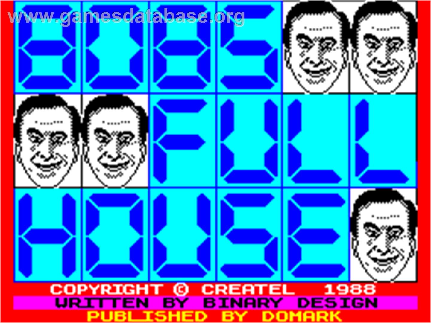 Bob's Full House - Sinclair ZX Spectrum - Artwork - Title Screen