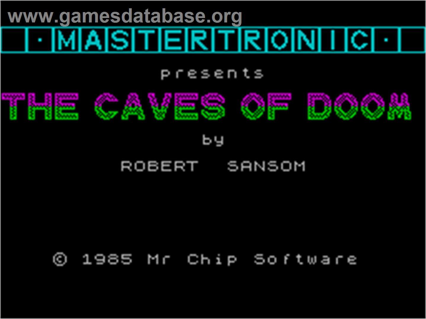 Caves of Doom - Sinclair ZX Spectrum - Artwork - Title Screen