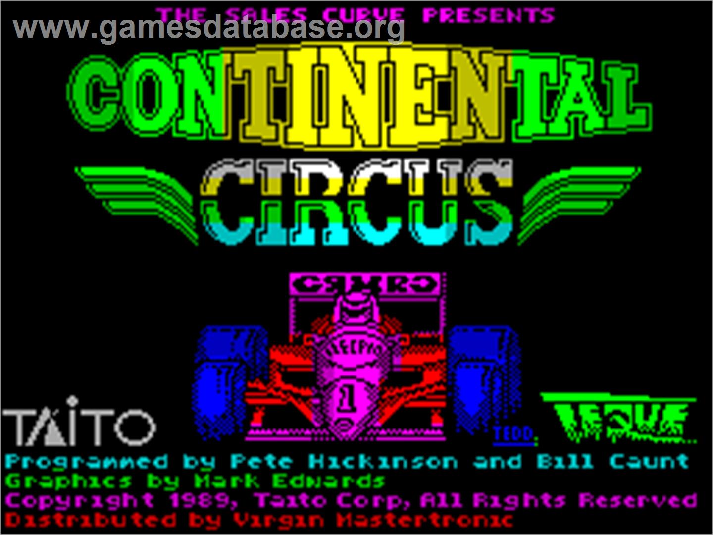 Continental Circus - Sinclair ZX Spectrum - Artwork - Title Screen