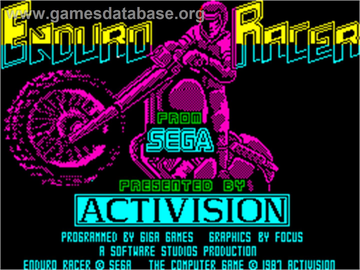Enduro Racer - Sinclair ZX Spectrum - Artwork - Title Screen