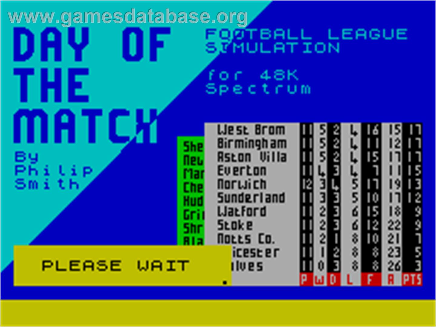 Game Set & Match - Sinclair ZX Spectrum - Artwork - Title Screen
