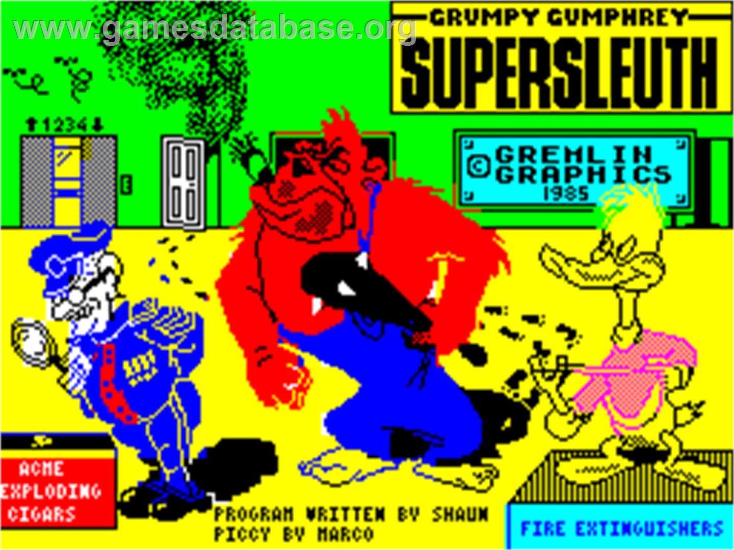 Grumpy Gumphrey Supersleuth - Sinclair ZX Spectrum - Artwork - Title Screen