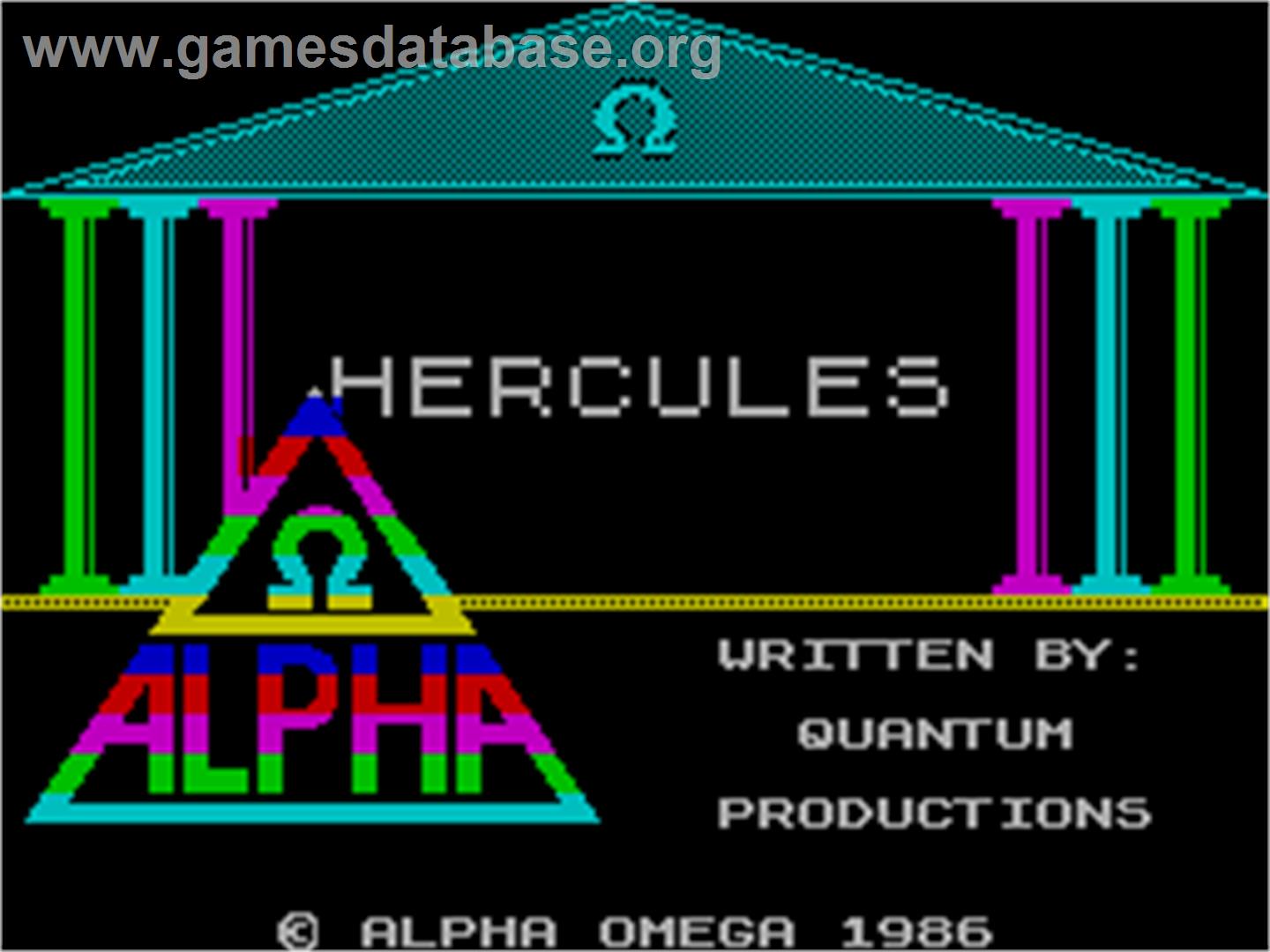 Hercules: Slayer of the Damned - Sinclair ZX Spectrum - Artwork - Title Screen