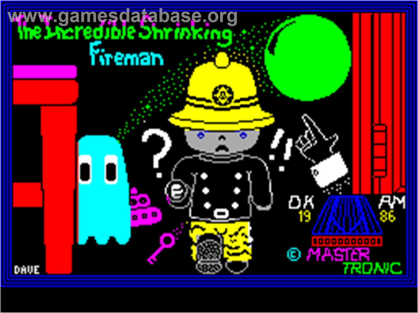 Incredible Shrinking Fireman - Sinclair ZX Spectrum - Artwork - Title Screen