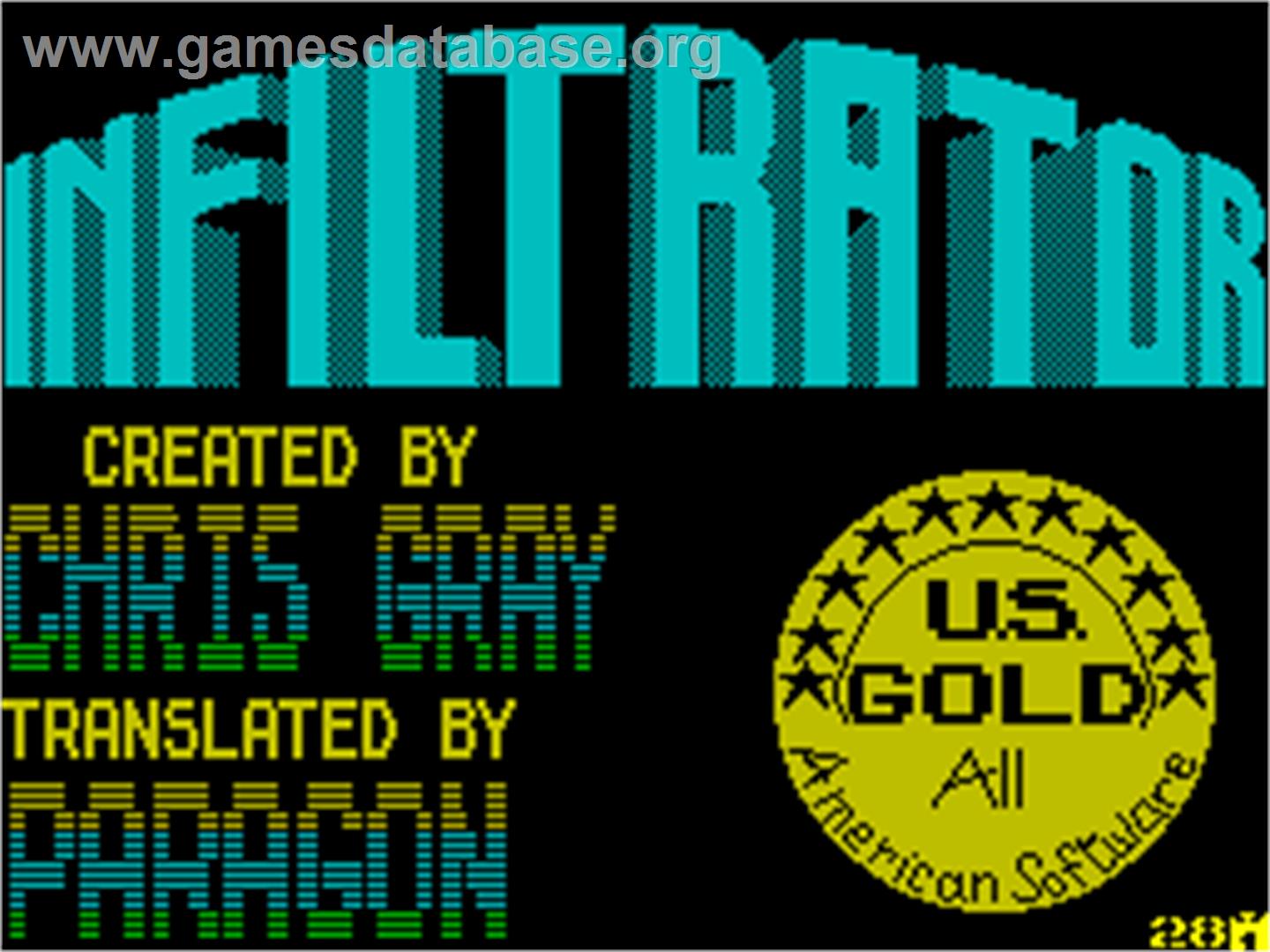 Infiltrator - Sinclair ZX Spectrum - Artwork - Title Screen