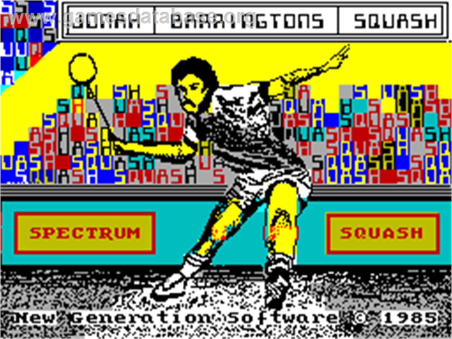 Jonah Barrington's Squash - Sinclair ZX Spectrum - Artwork - Title Screen