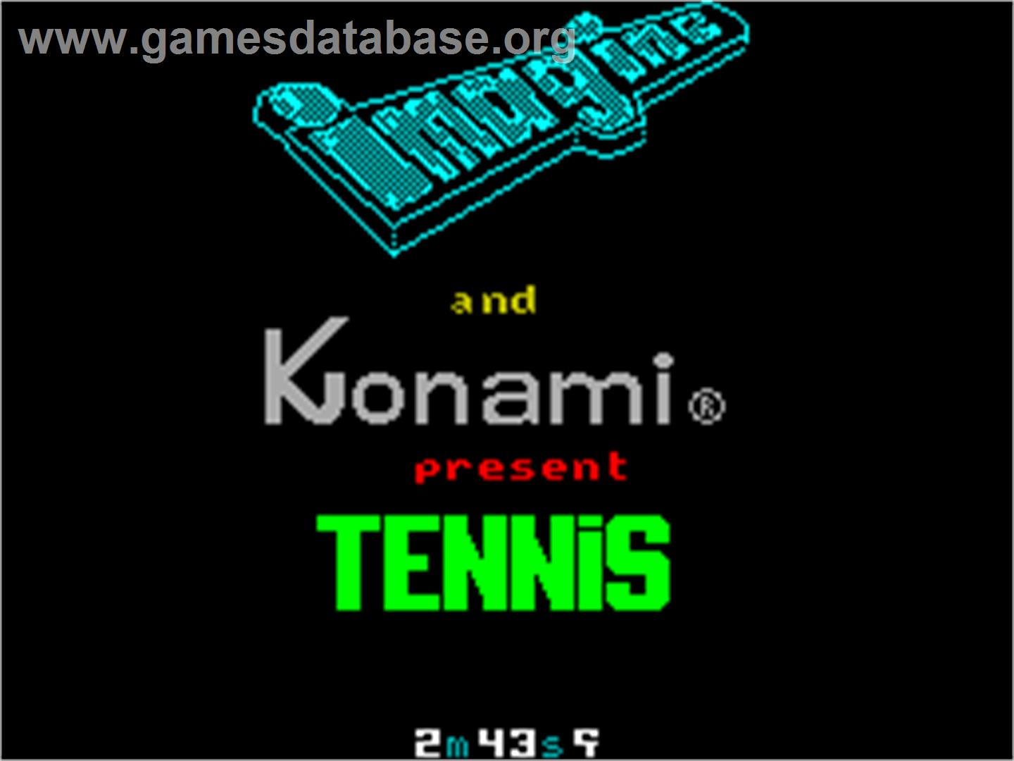 Konami's Tennis - Sinclair ZX Spectrum - Artwork - Title Screen