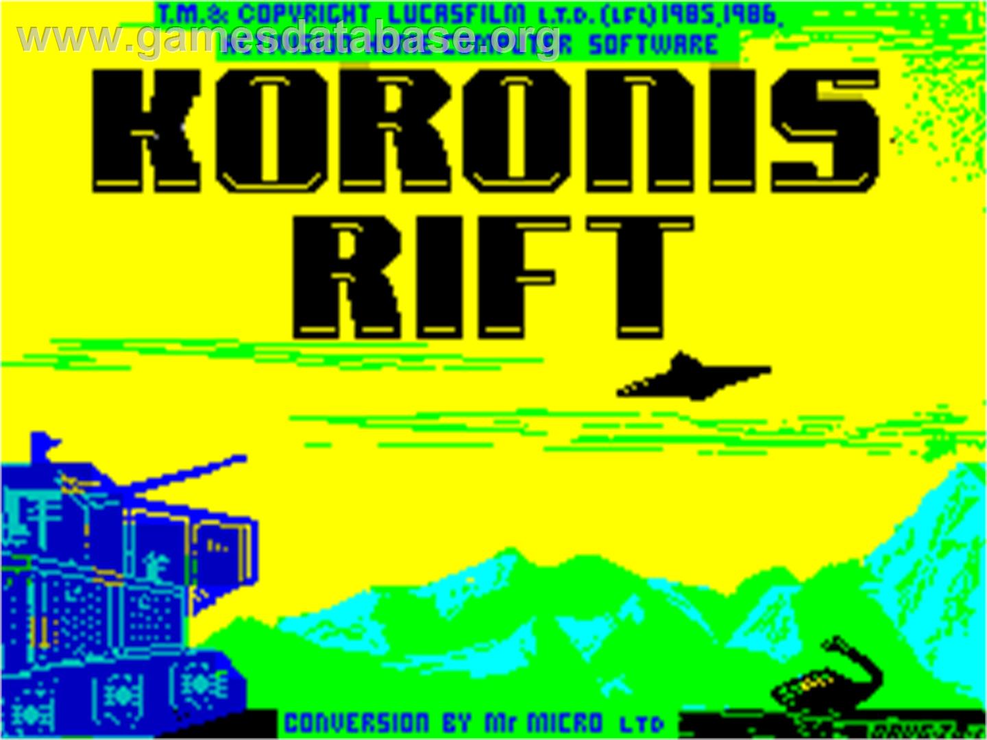 Koronis Rift - Sinclair ZX Spectrum - Artwork - Title Screen