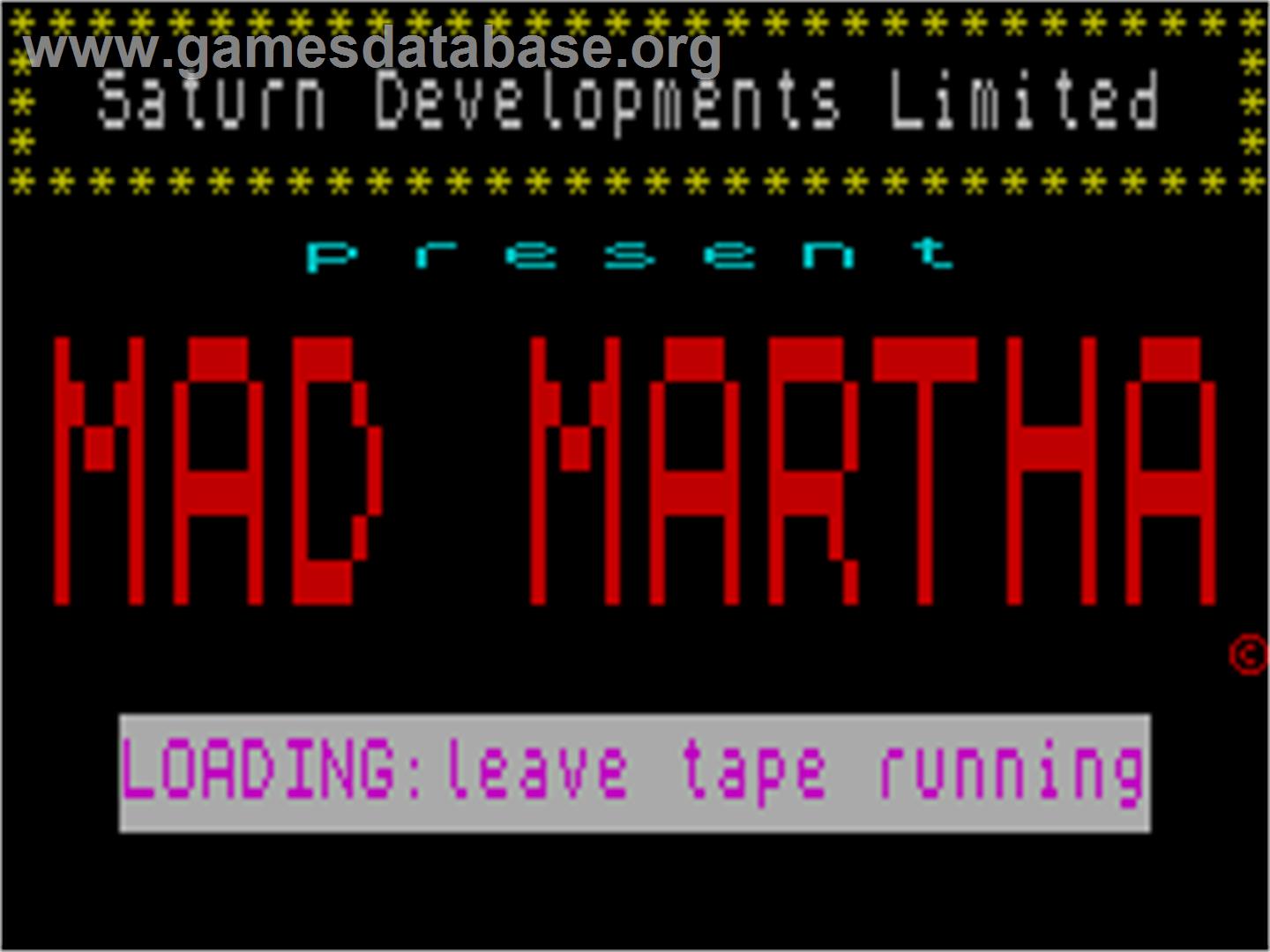Mad Martha - Sinclair ZX Spectrum - Artwork - Title Screen