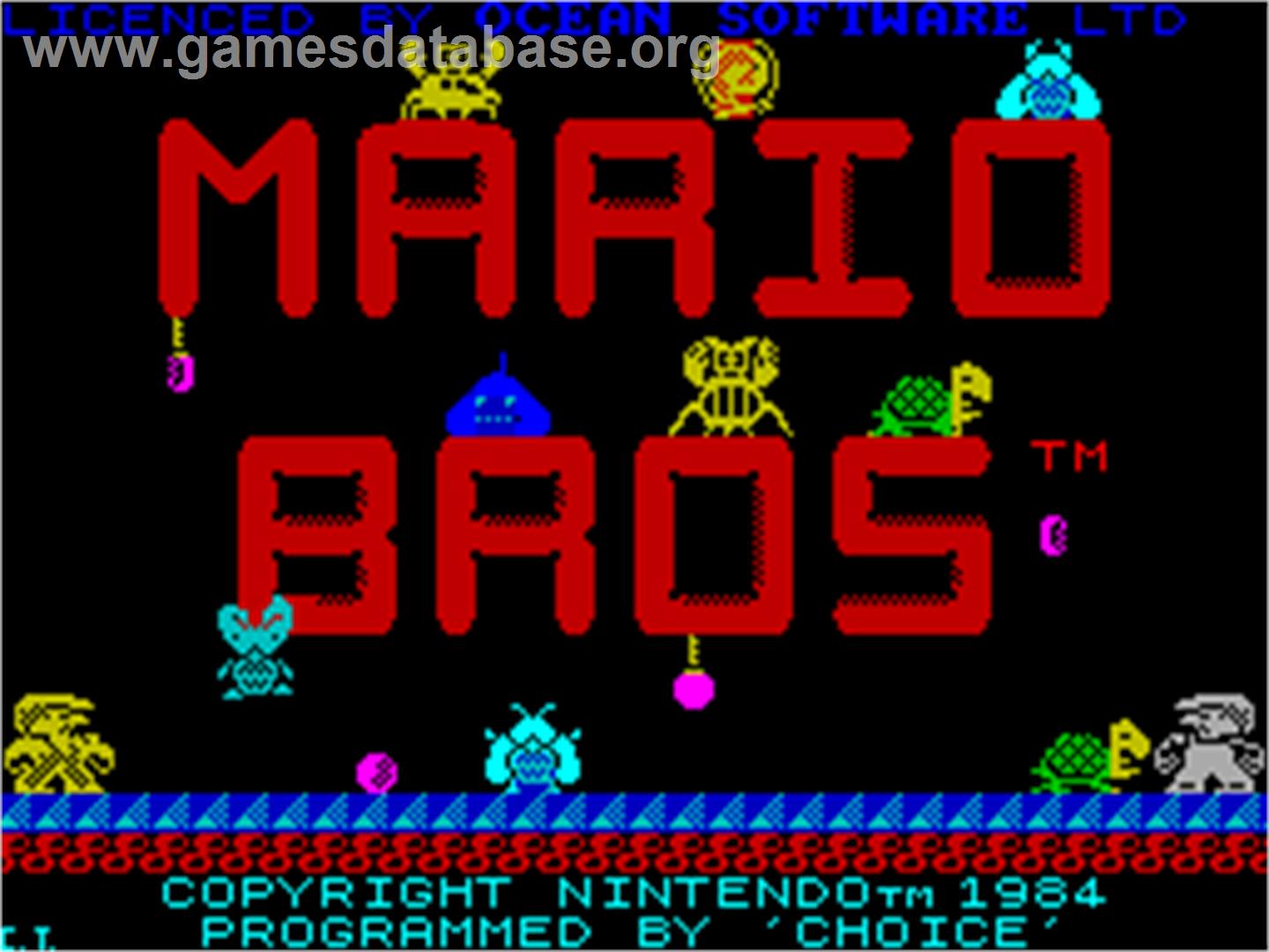 Mario Bros. - Sinclair ZX Spectrum - Artwork - Title Screen
