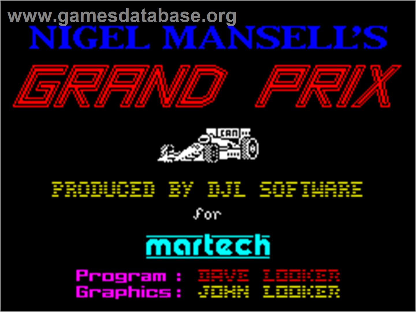 Nigel Mansell's Grand Prix - Sinclair ZX Spectrum - Artwork - Title Screen