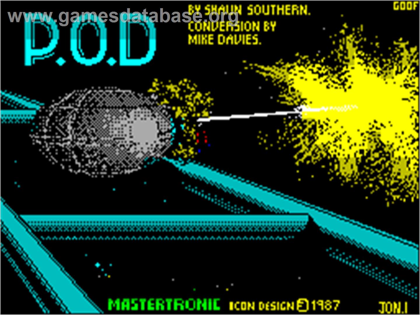 P.O.D.: Proof of Destruction - Sinclair ZX Spectrum - Artwork - Title Screen