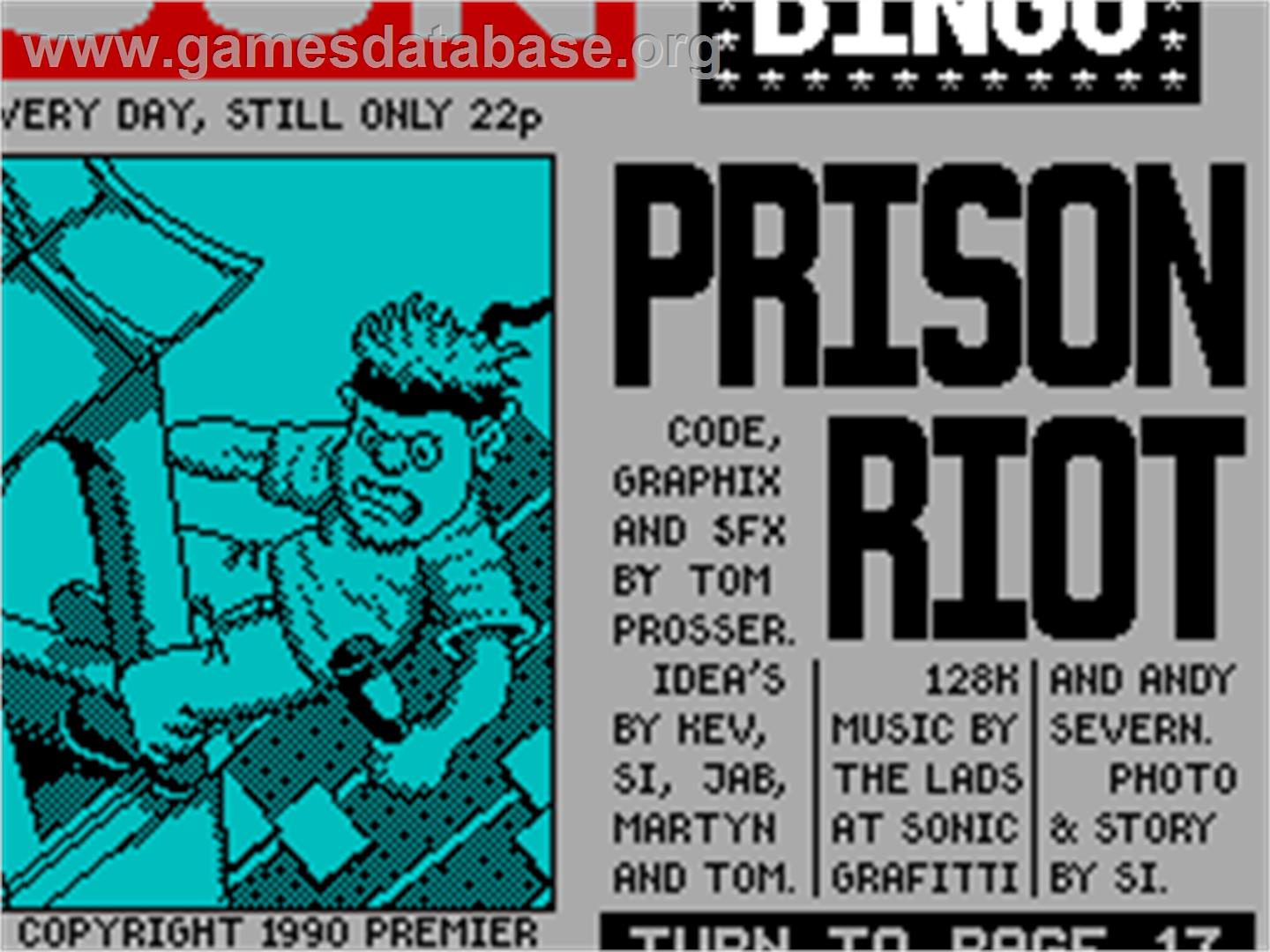 Prison Riot - Sinclair ZX Spectrum - Artwork - Title Screen