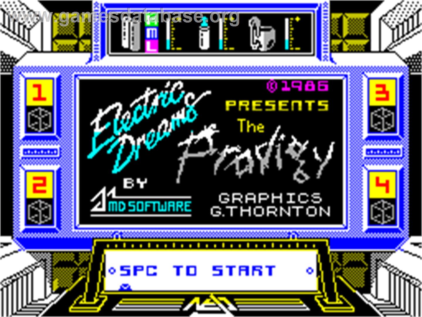 Prodigy - Sinclair ZX Spectrum - Artwork - Title Screen