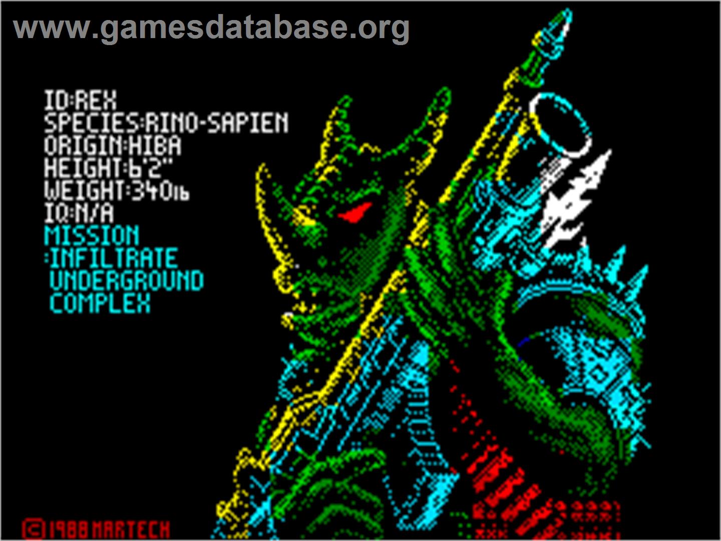 Rex - Sinclair ZX Spectrum - Artwork - Title Screen