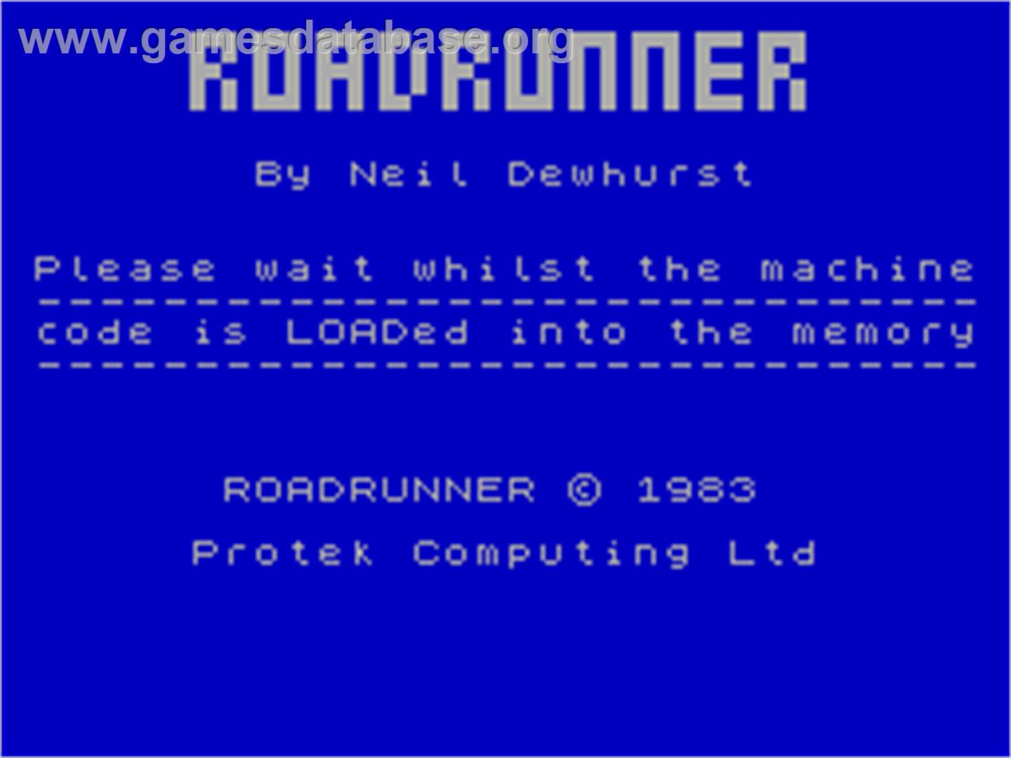 Road Runner - Sinclair ZX Spectrum - Artwork - Title Screen