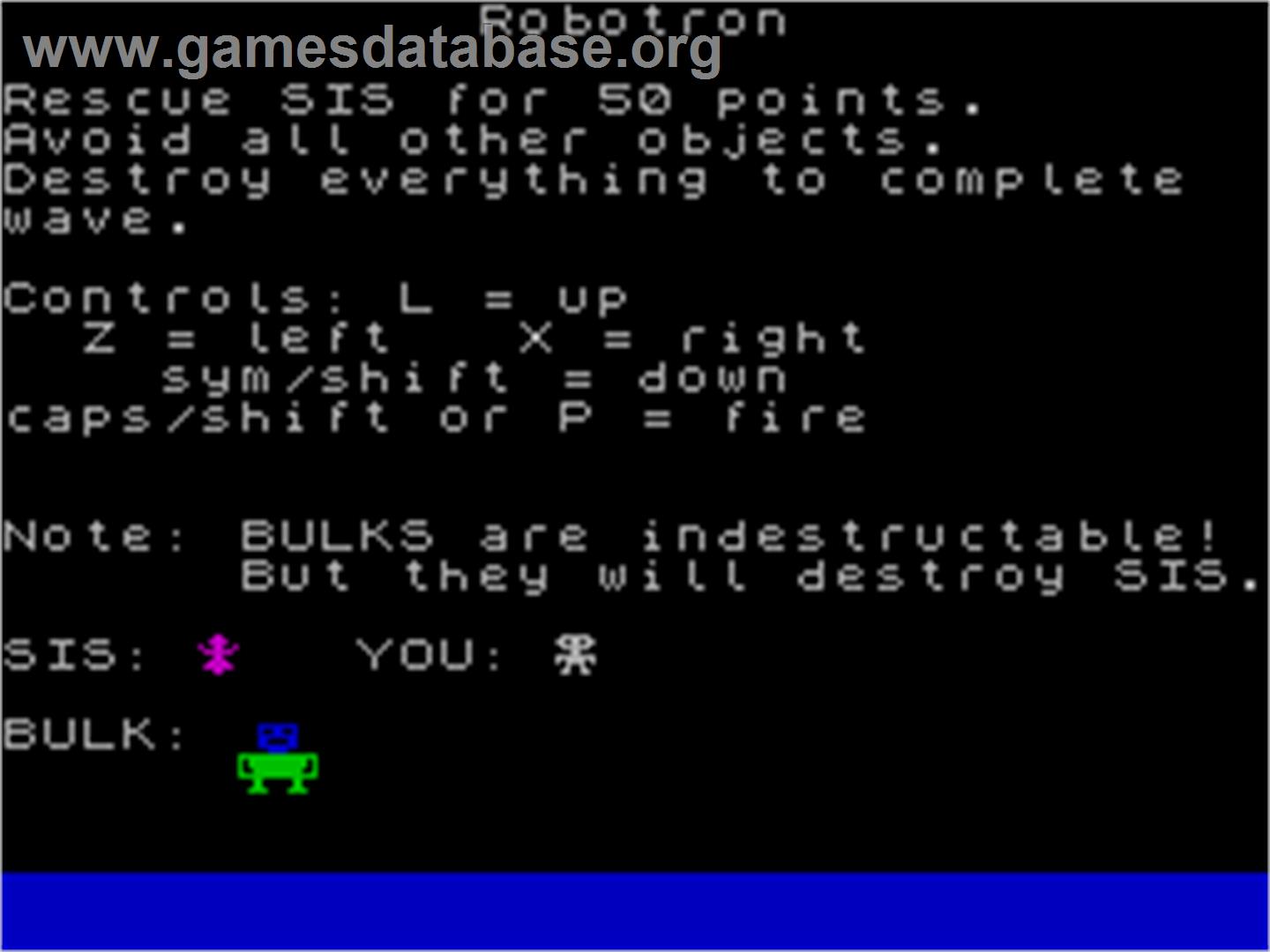 Robotron: 2084 - Sinclair ZX Spectrum - Artwork - Title Screen