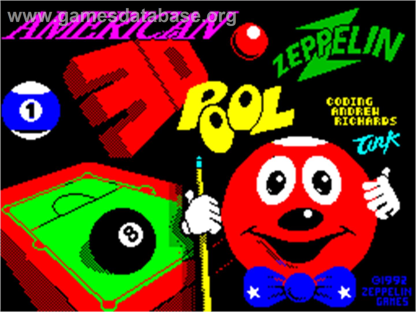 Sharkey's 3D Pool - Sinclair ZX Spectrum - Artwork - Title Screen