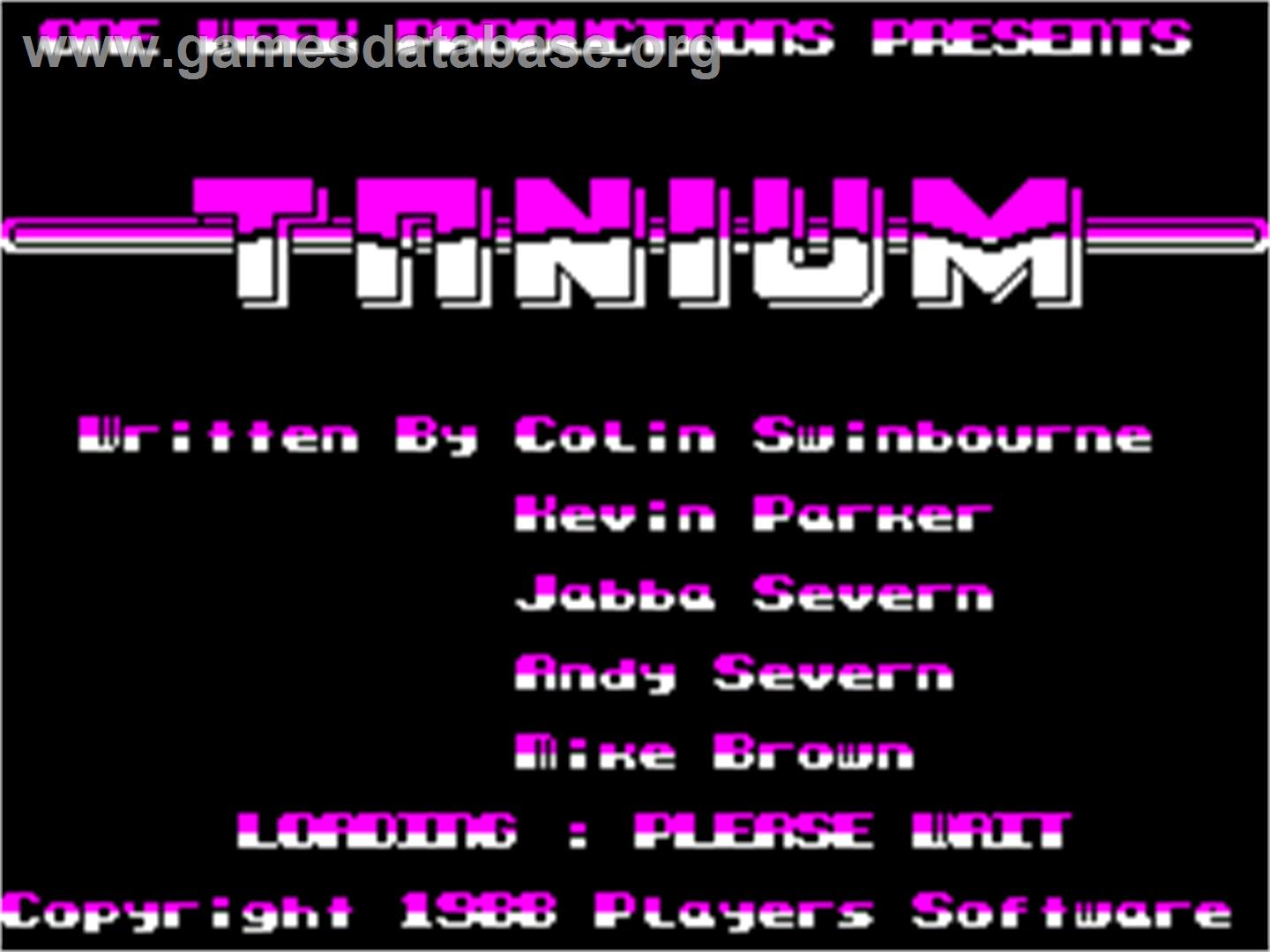 Tanium - Sinclair ZX Spectrum - Artwork - Title Screen