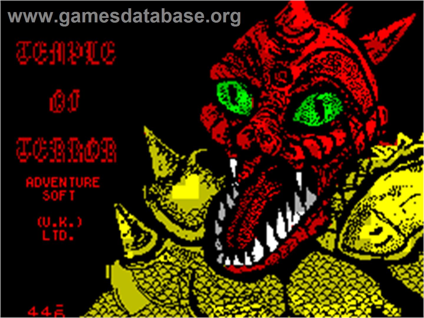Temple of Terror - Sinclair ZX Spectrum - Artwork - Title Screen