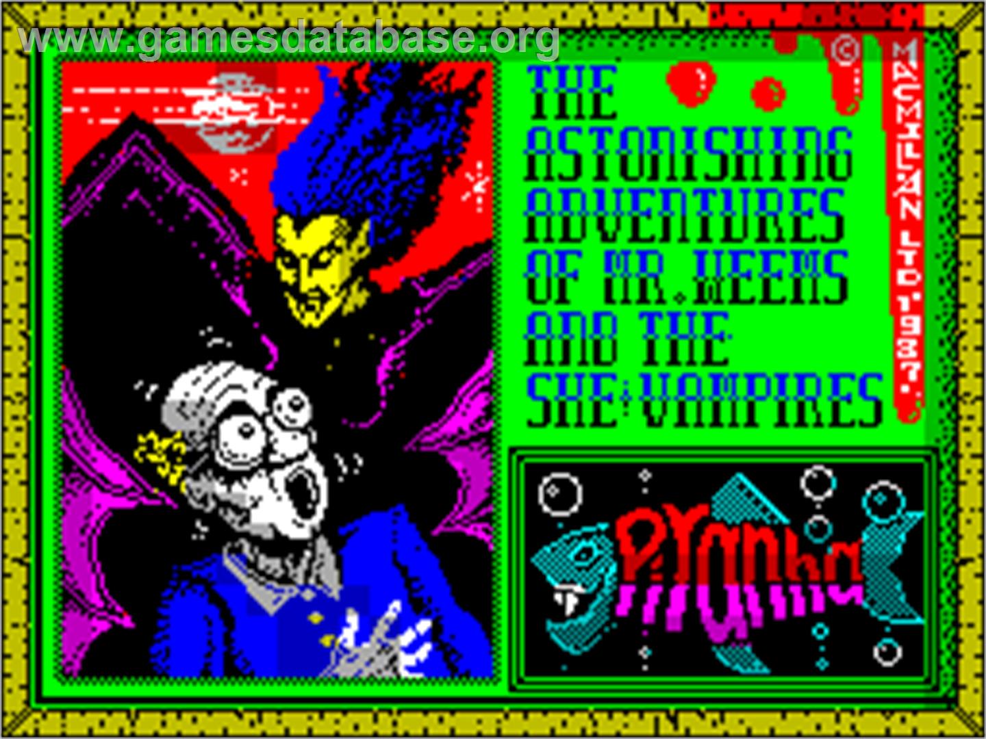 The Astonishing Adventures of Mr. Weems and the She Vampires - Sinclair ZX Spectrum - Artwork - Title Screen