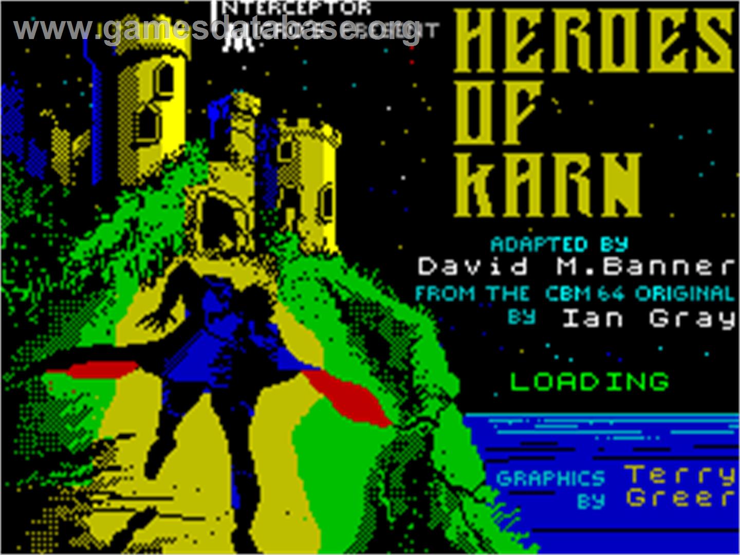 The Heroes of Karn - Sinclair ZX Spectrum - Artwork - Title Screen