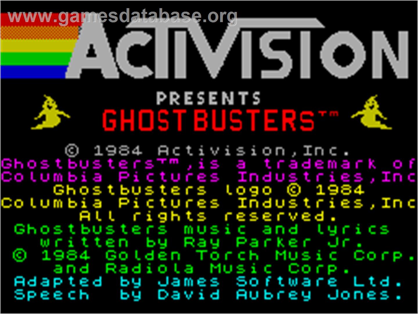 The Real Ghostbusters - Sinclair ZX Spectrum - Artwork - Title Screen