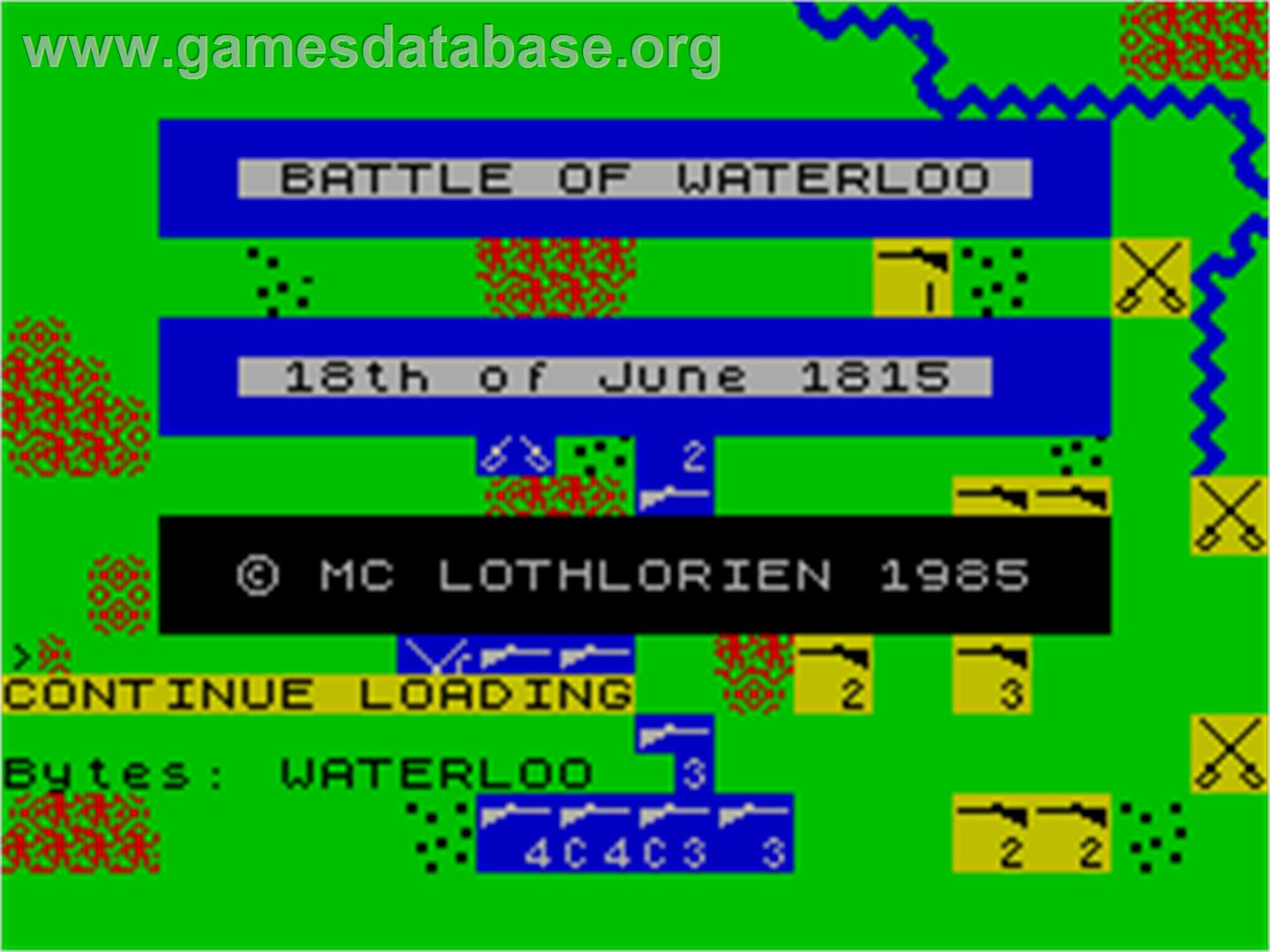 Waterloo - Sinclair ZX Spectrum - Artwork - Title Screen